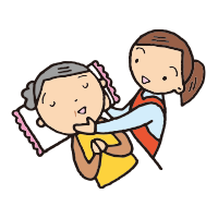 ゆっくりと声をかけて説明する