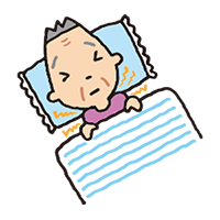 ベッドに横たわる具合の悪い男性