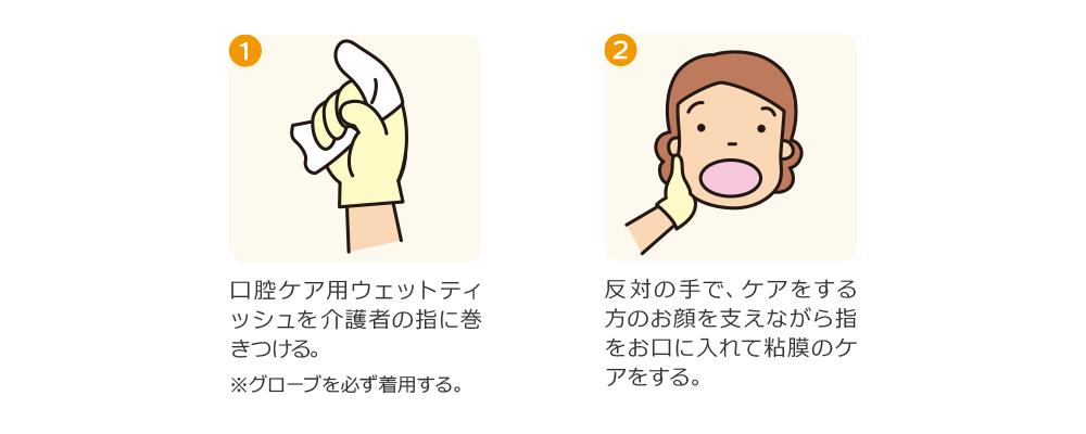 口腔ケア用ウェットティッシュの使い方