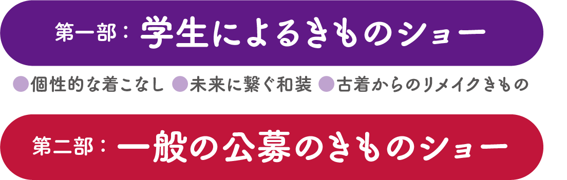 学生によるきものショー／一般の公募のきものショー