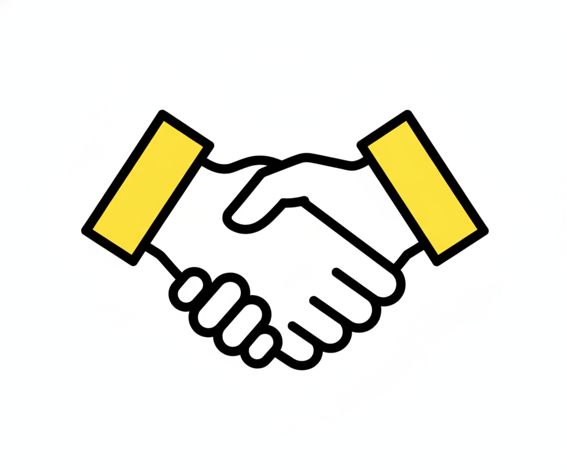 辞退ダウンを示す握手アイコン