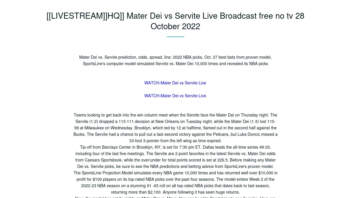 LIVESTREAM]]HQ]] Mater Dei vs Servite Live Broadcast free no tv 28 October  2022