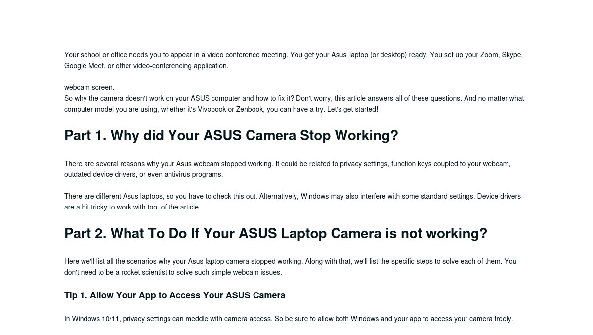 7 Tips to Fix ASUS Laptop Camera Not Working? [2023]