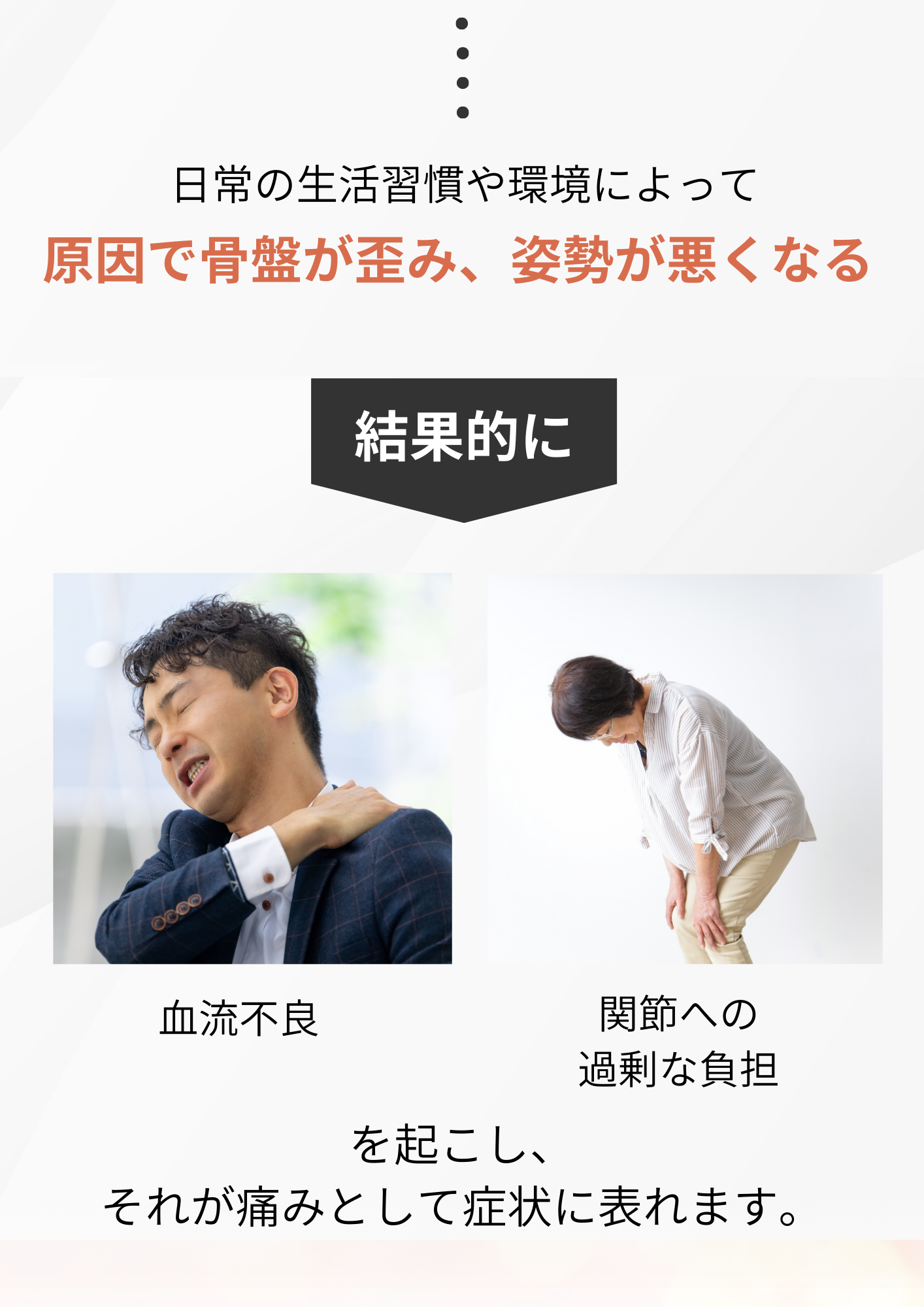骨盤が歪み、姿勢が悪くなる