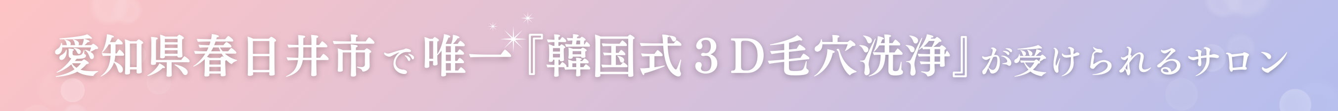 愛知県春日井市で唯一「韓国式３D毛穴洗浄」が受けられるサロン