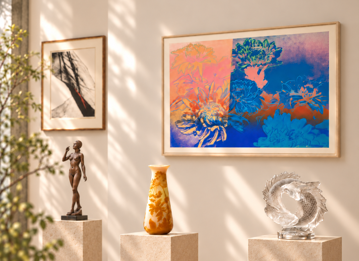 春十和美術が取り扱う絵画・ガラス工芸・彫刻などの美術品