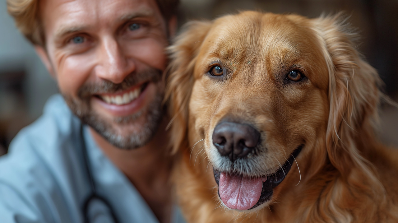 獣医師に抱かれ、穏やかな表情の小型犬。ペットの終末期を迎える飼い主様に寄り添う、当社の想いを示すイメージ画像