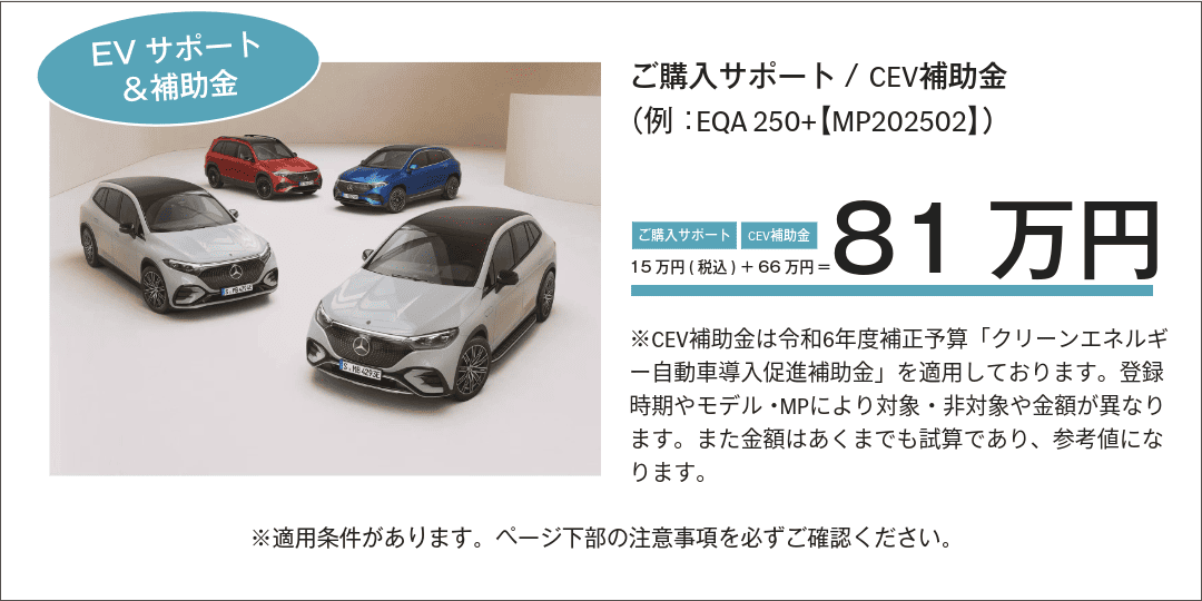 EQモデルご購入サポート／CEV補助金（EQA）