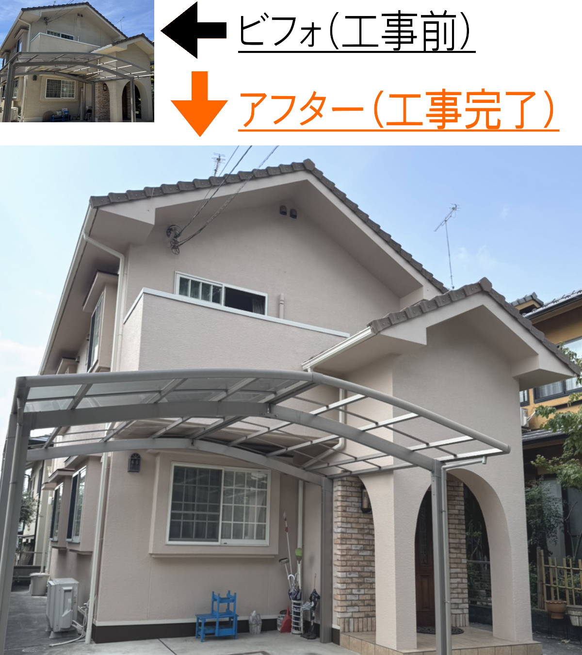 古賀市で紫外線劣化が進んだ外壁を長寿命塗料で塗り替えた施工