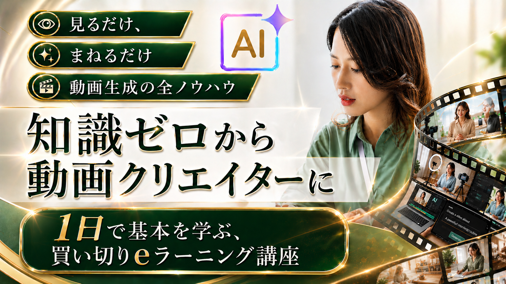 AI動画生成クリエイター養成講座の教材を提供します