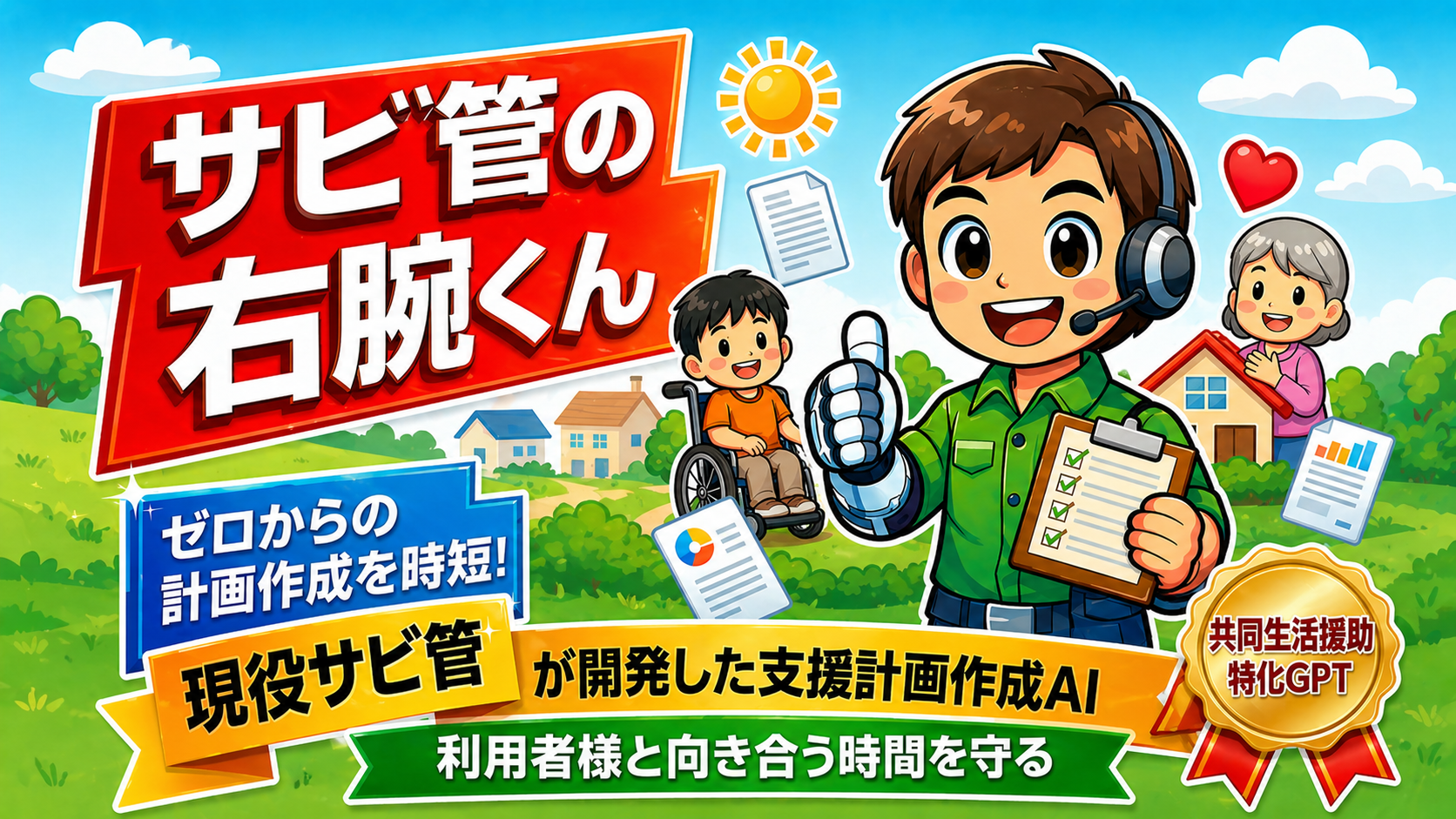 障害者グループホームの個別支援計画作成を時短します。現役サビ管開発｜入力だけで計画案を自動生成｜障がい福祉