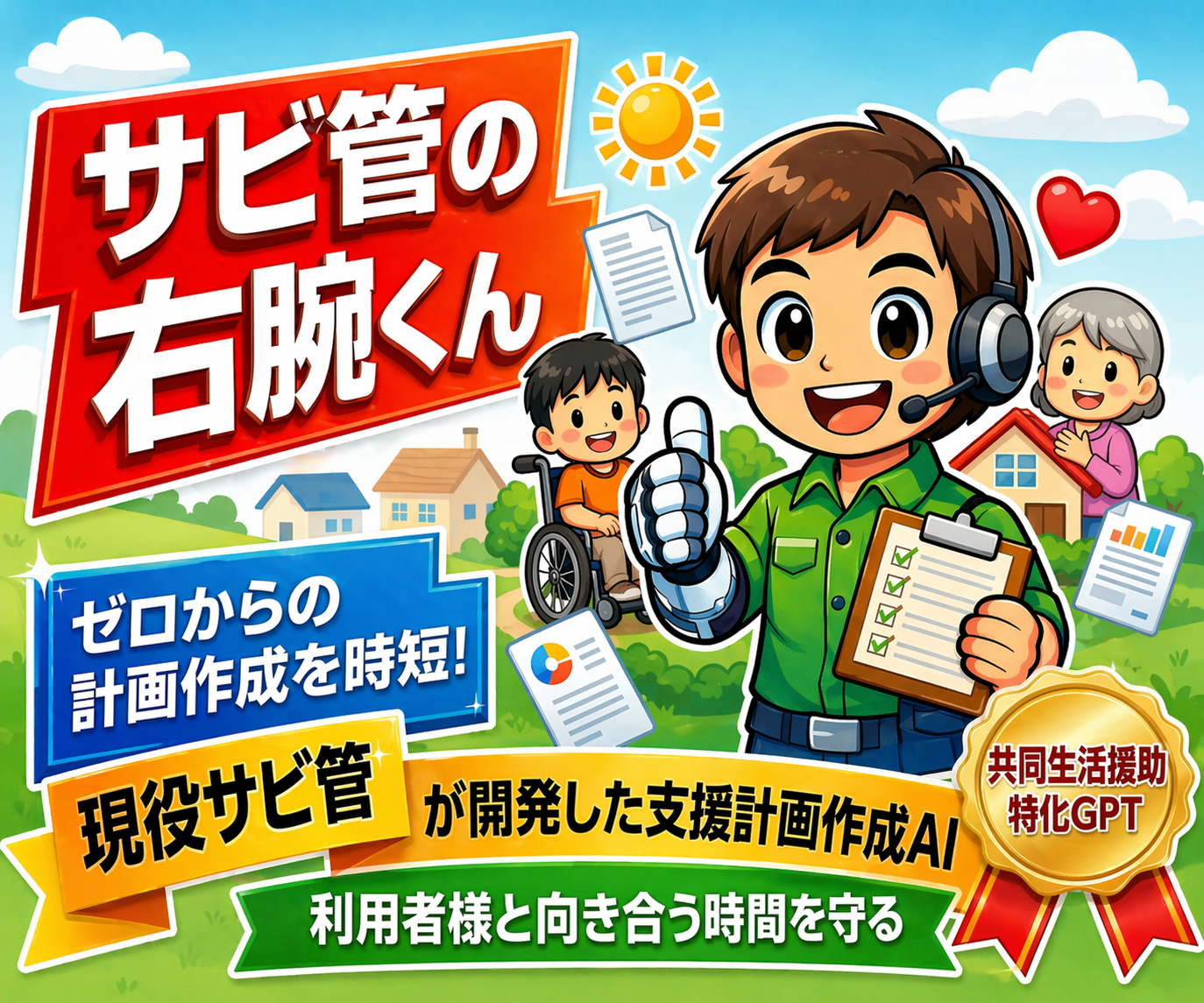 障害者グループホームの個別支援計画作成を時短します。現役サビ管開発｜入力だけで計画案を自動生成｜障がい福祉