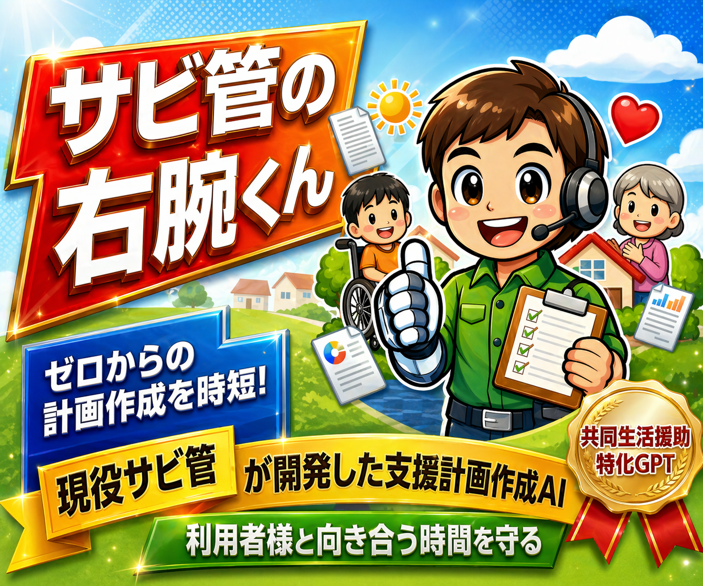 障害者グループホームの個別支援計画作成を時短します。現役サビ管開発｜入力だけで計画案を自動生成｜障がい福祉