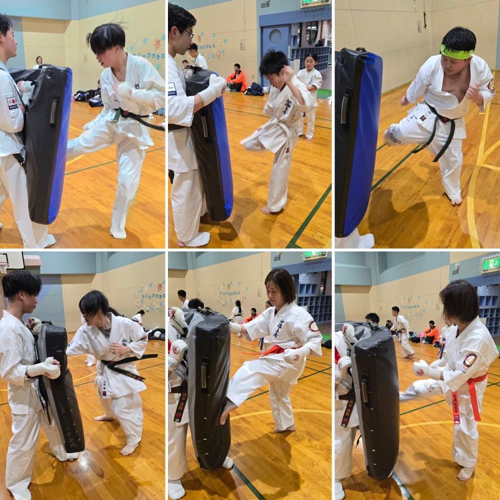 札幌市中央区円山の空手教室 新極真会外舘道場円山 ミット打ちの稽古風景