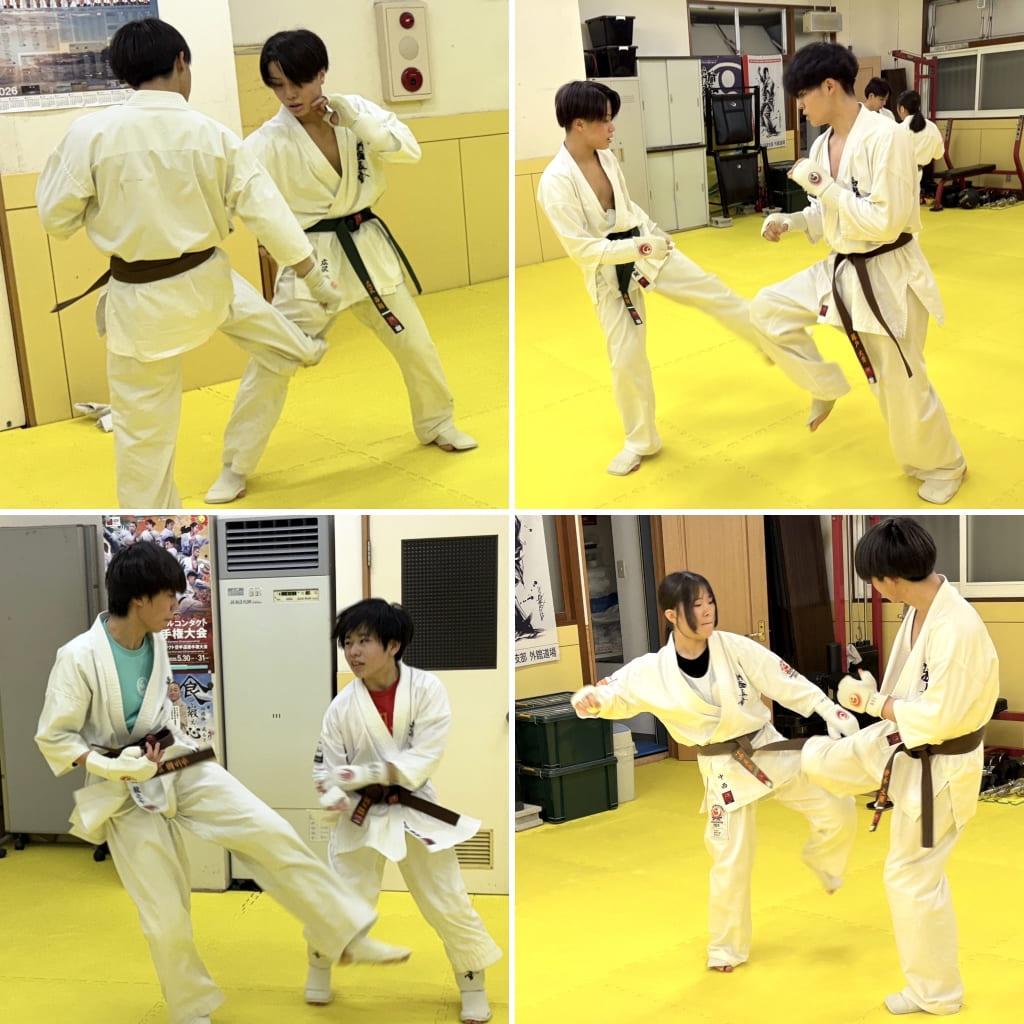 札幌市白石区の空手道場 新極真会外舘道場本部 一般部の組手稽古風景