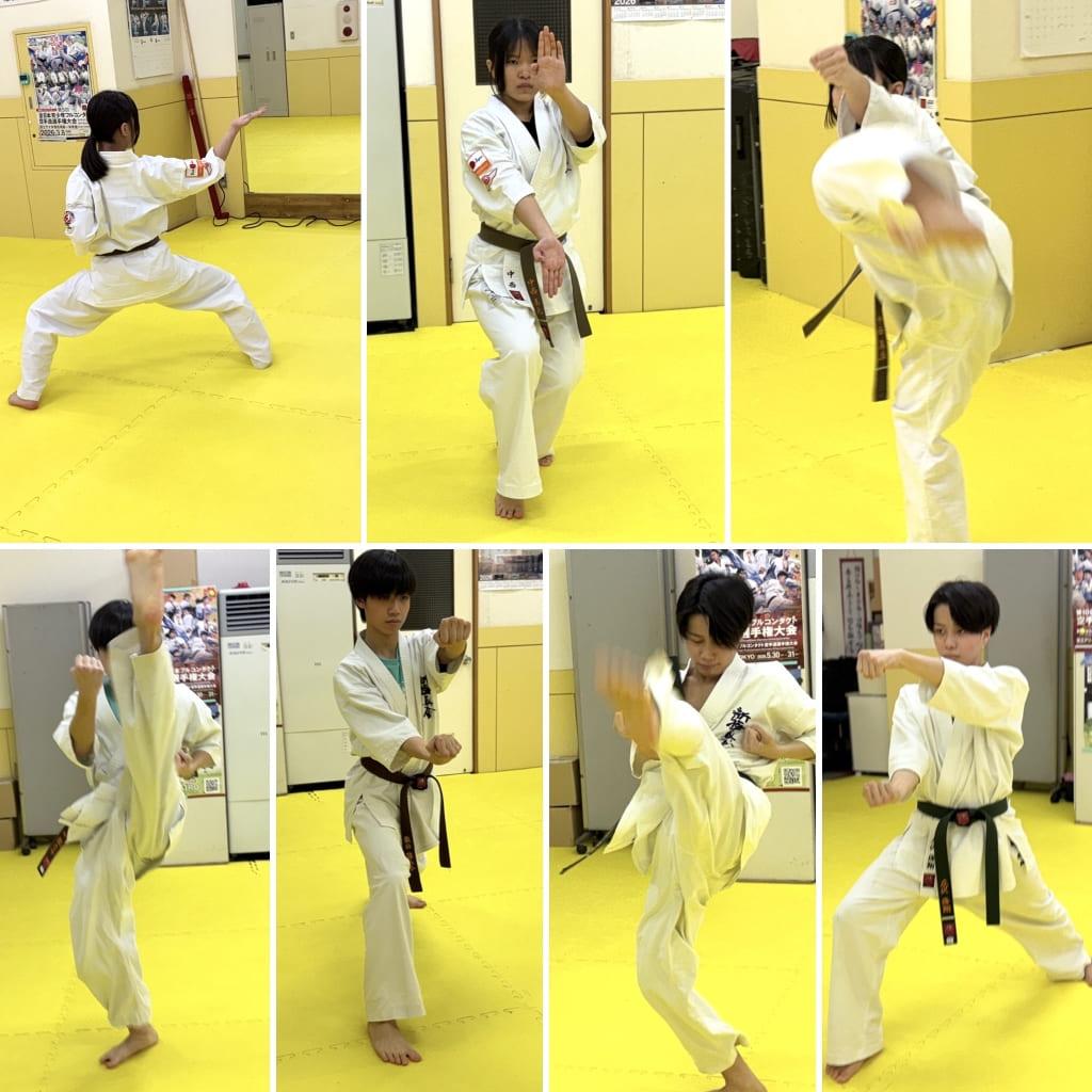 札幌市白石区の空手道場 新極真会外舘道場本部 一般部の型稽古風景