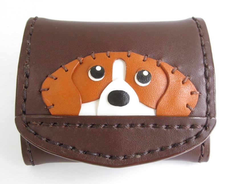 犬の本革製小銭入れコインパース　うちの子デザインにできます