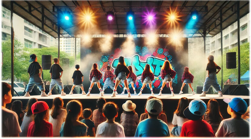 キッズダンス発表会のステージパフォーマンス