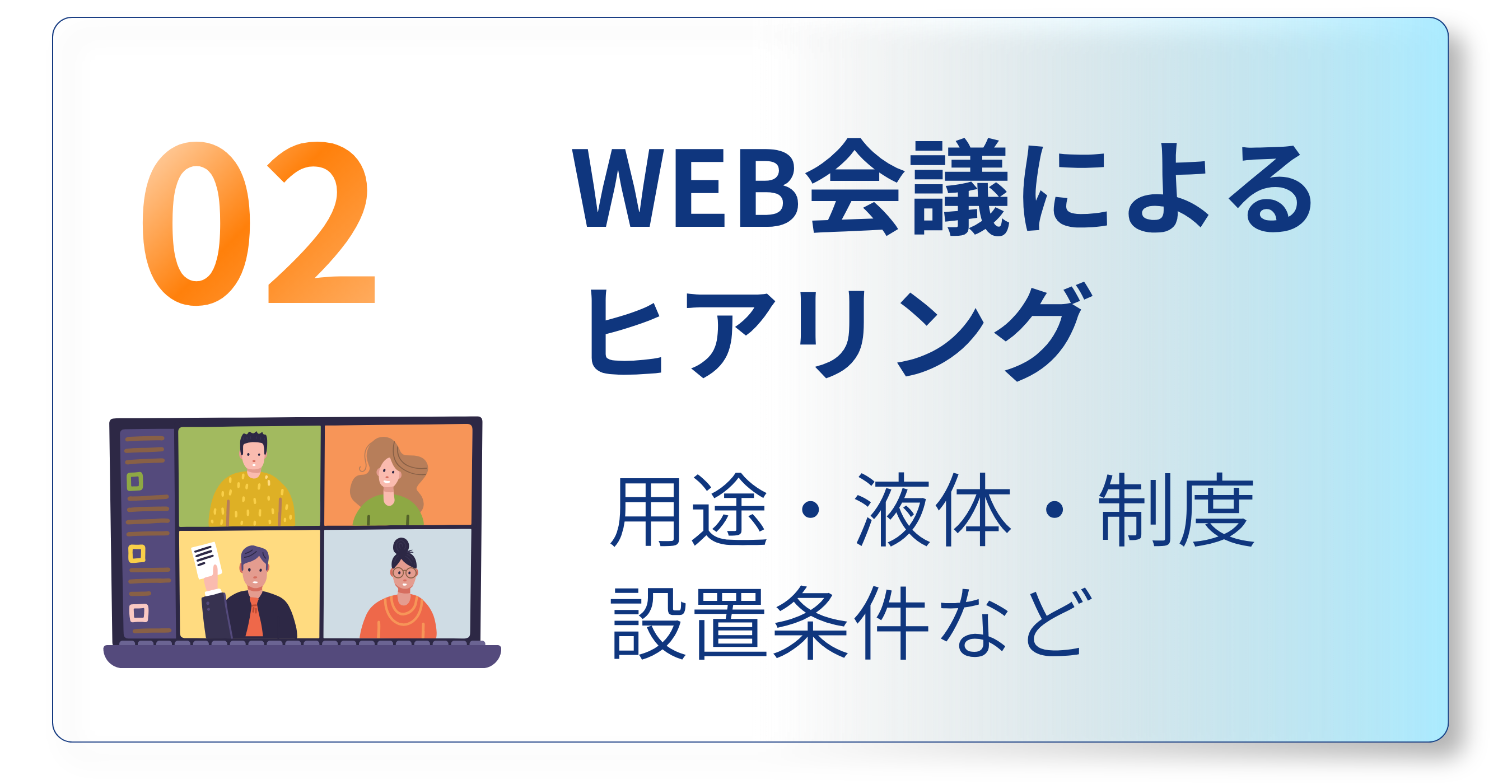 Web会議によるヒアリング （用途・液体・精度・設置条件など）
