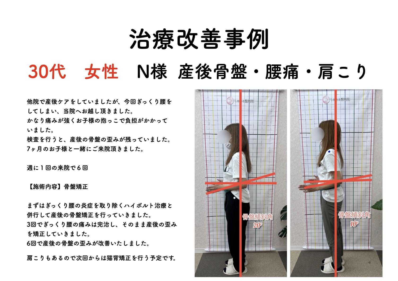 春日市ⅠLuna整骨院・レディース整体院の改善ビフォーアフター