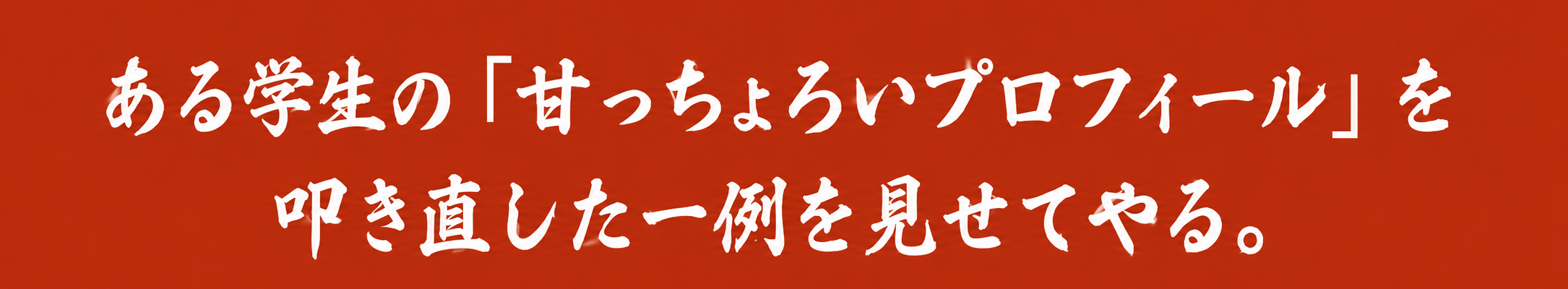 ある学生の甘っちょろいプロフィールを叩き直した一例を見せてやる。