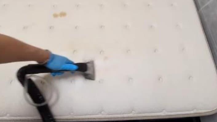 ニトリNスリープを専門機材で洗浄している様子