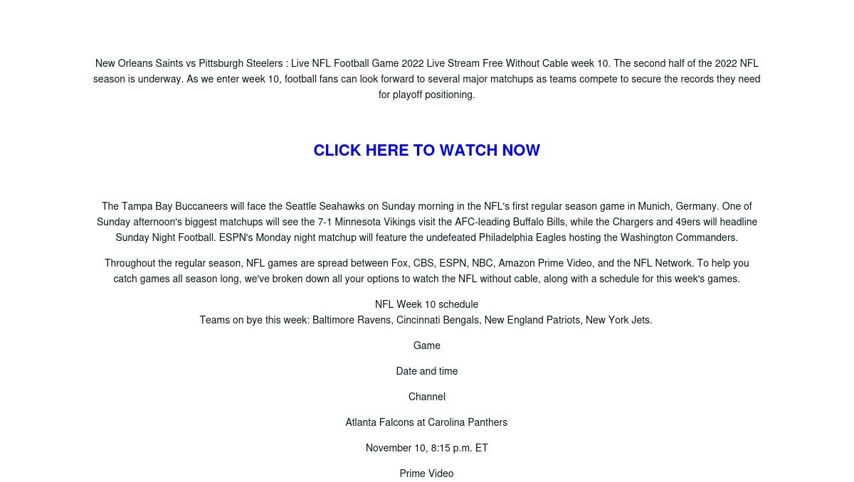 LIVESTREAMs] New Orleans Saints vs Pittsburgh Steelers Live Free NFL football  Game On 2022