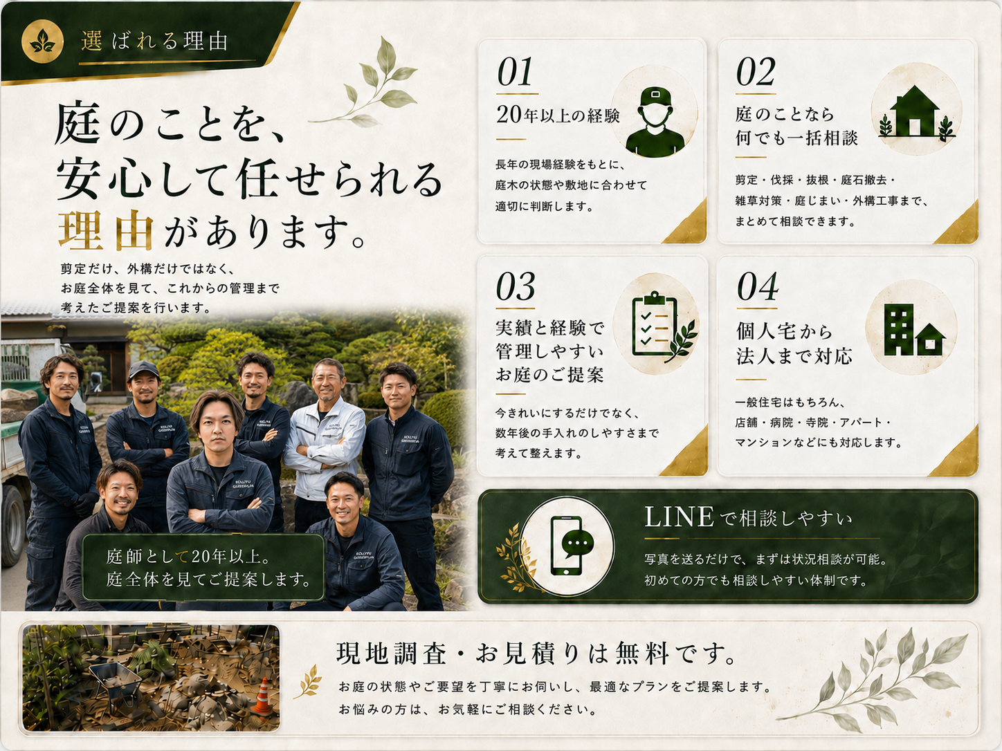 庭師20年以上の経験で庭木剪定・伐採・庭じまい・外構工事まで一括相談できる幸樹