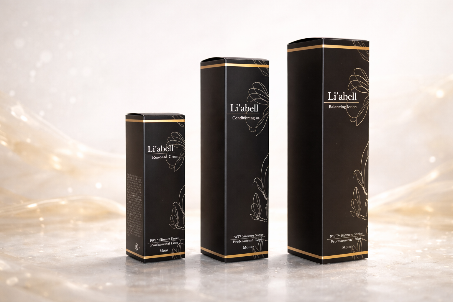 Li’abell®の高級感あふれるブラックパッケージ