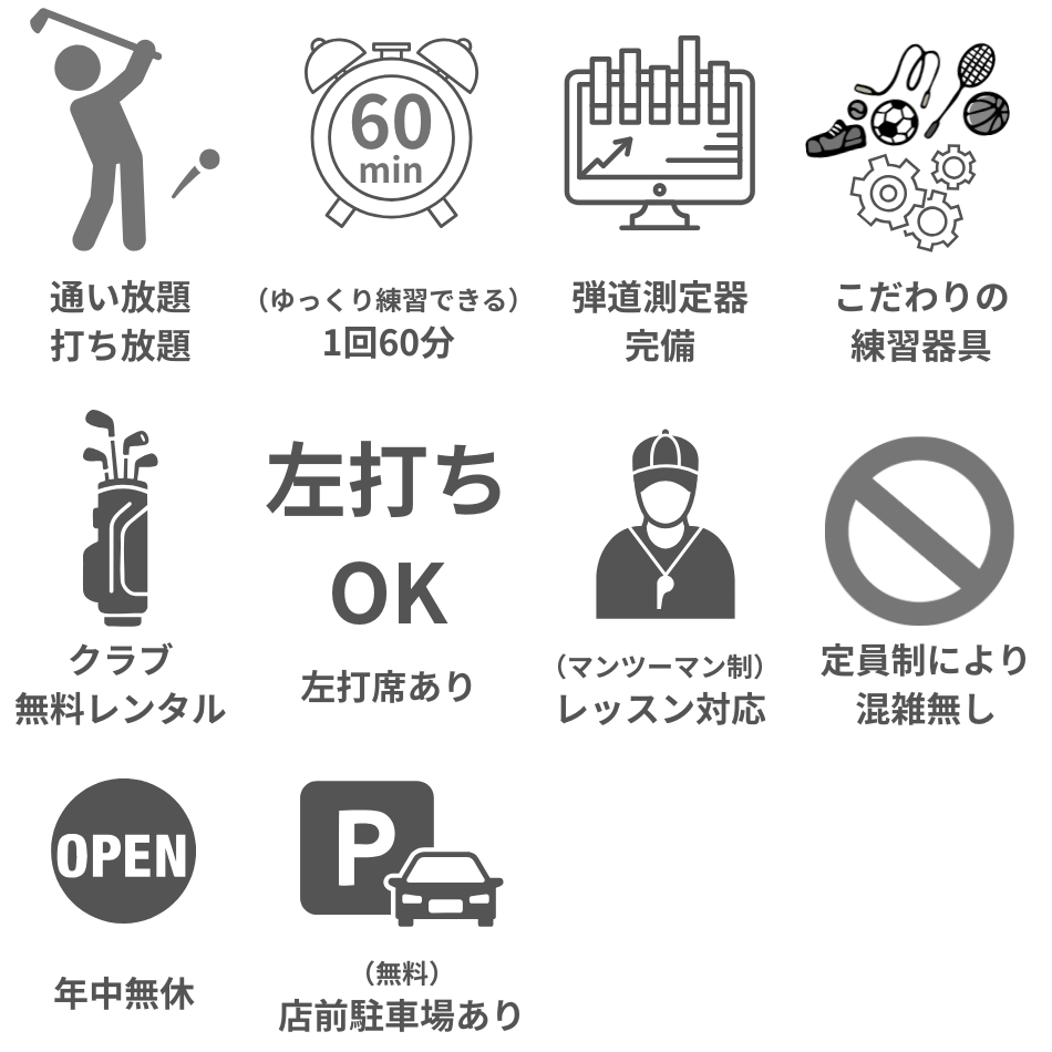 姫路のインドアゴルフ練習場の特徴｜通い放題・打ち放題・設備充実