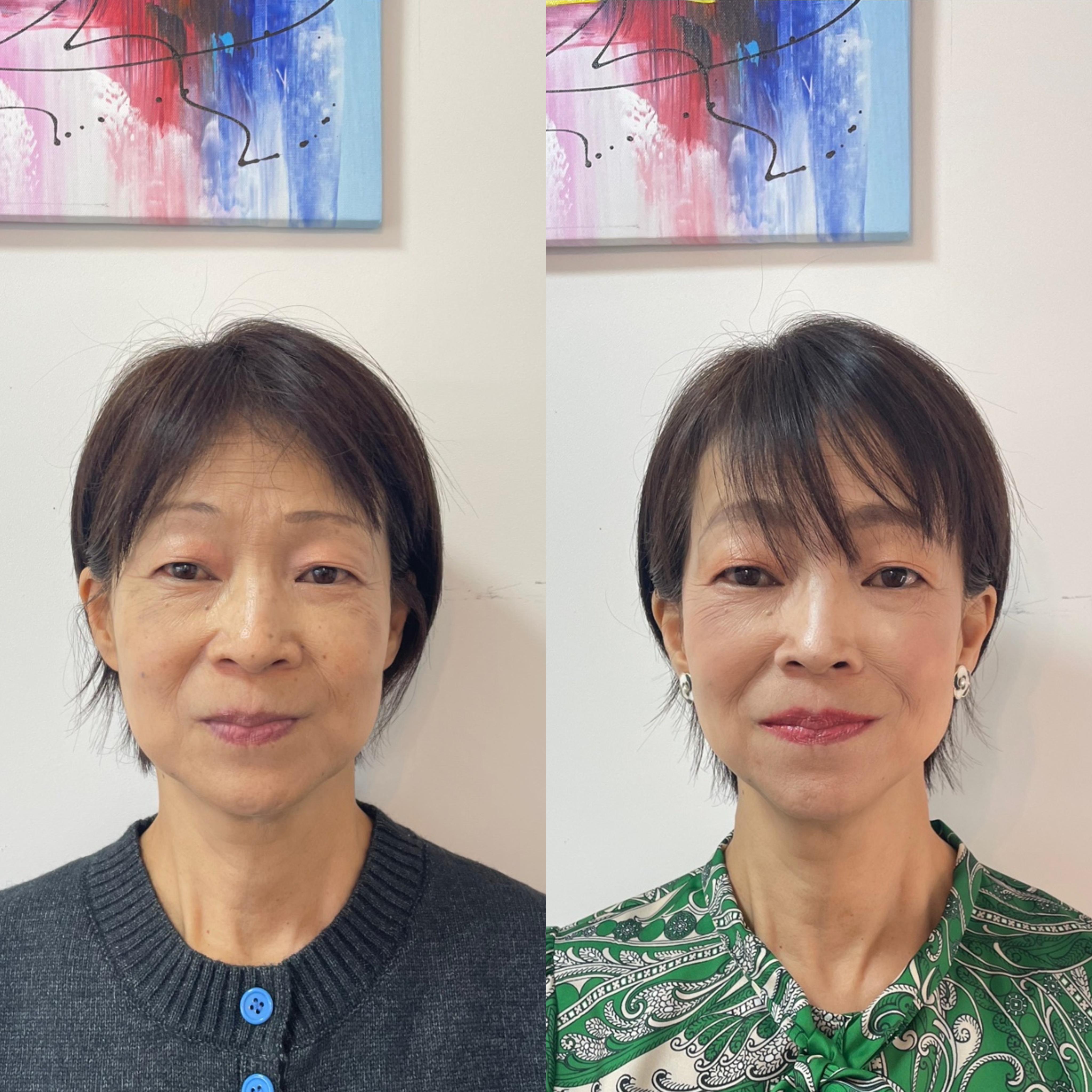 50代女性のメイクビフォーアフターの写真