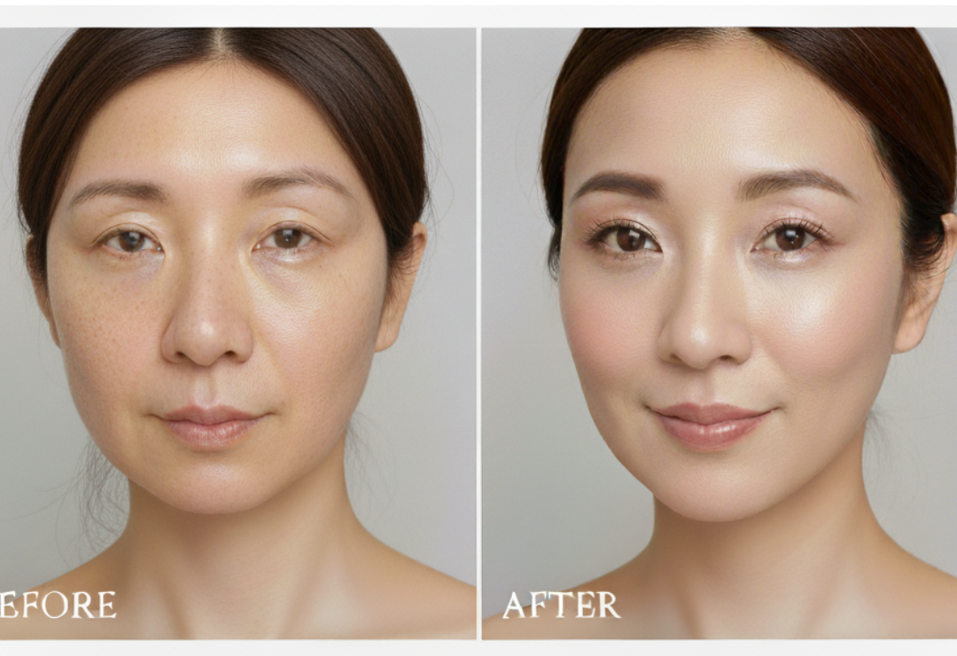 50代女性がメイクで変身した写真