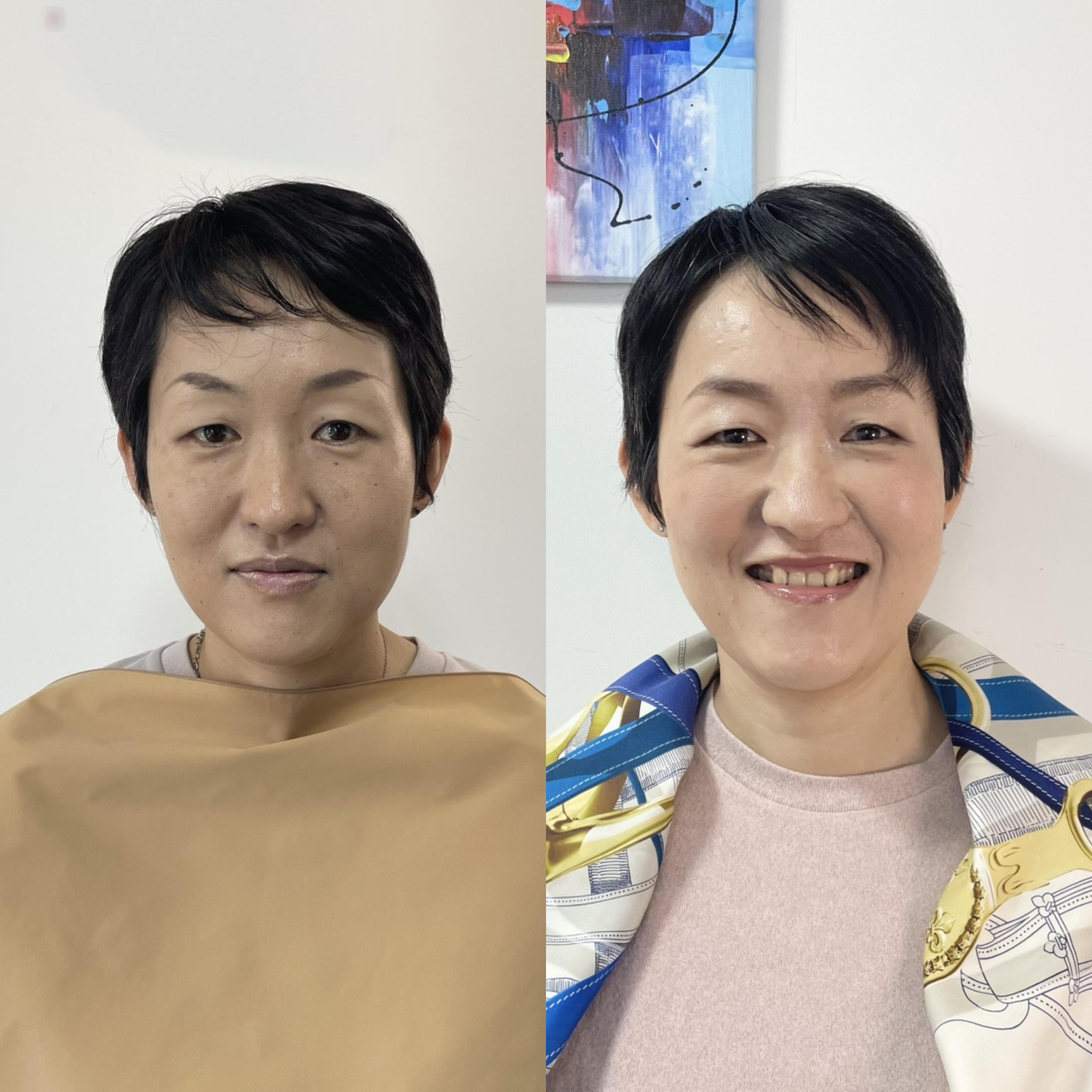 50代女性のメイクビフォーアフターの写真