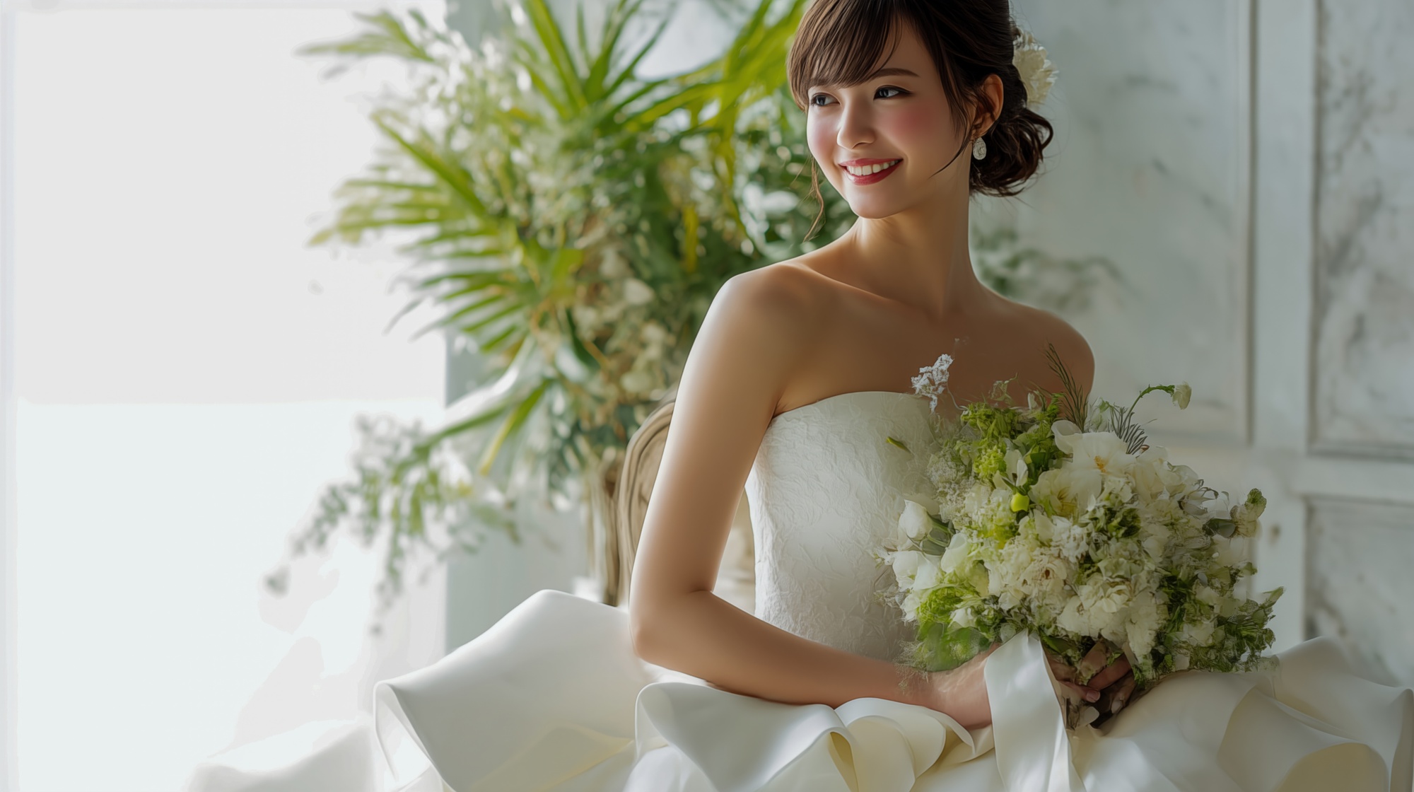 ブライダルドレスを着ている女性のイメージ画像