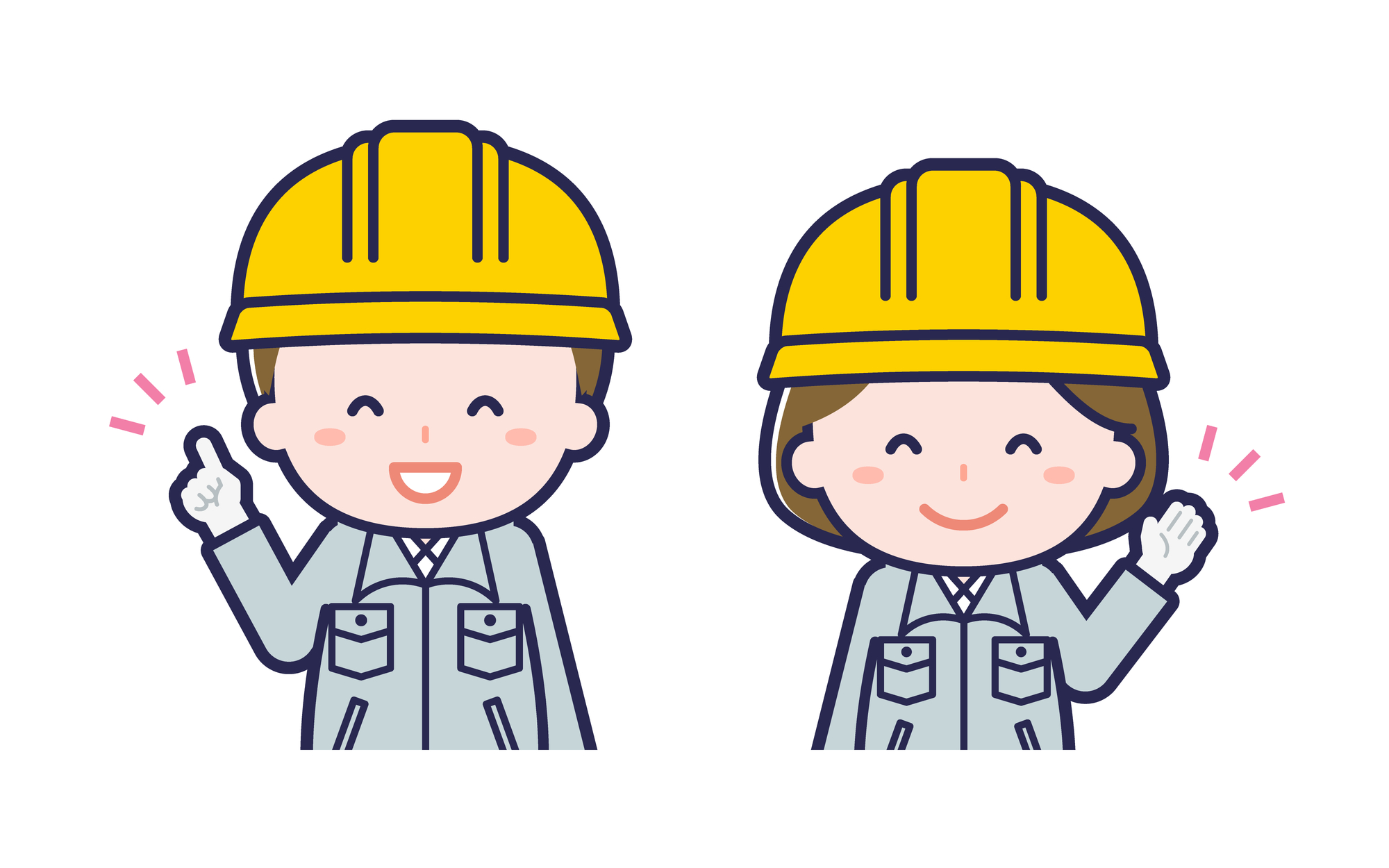 現場で頑張る男女