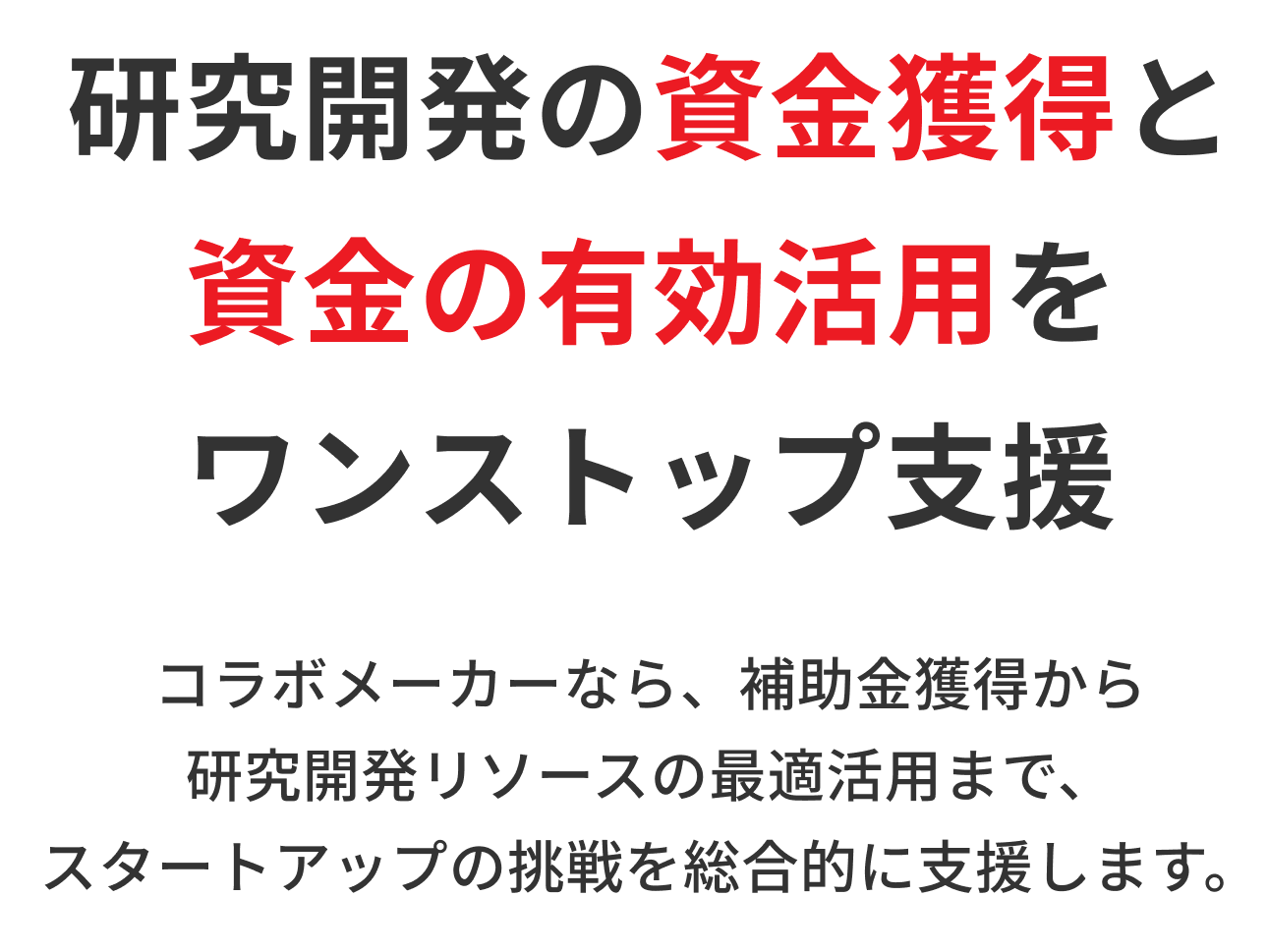 研究開発の資金獲得と資金の有効活用をワンストップ支援
