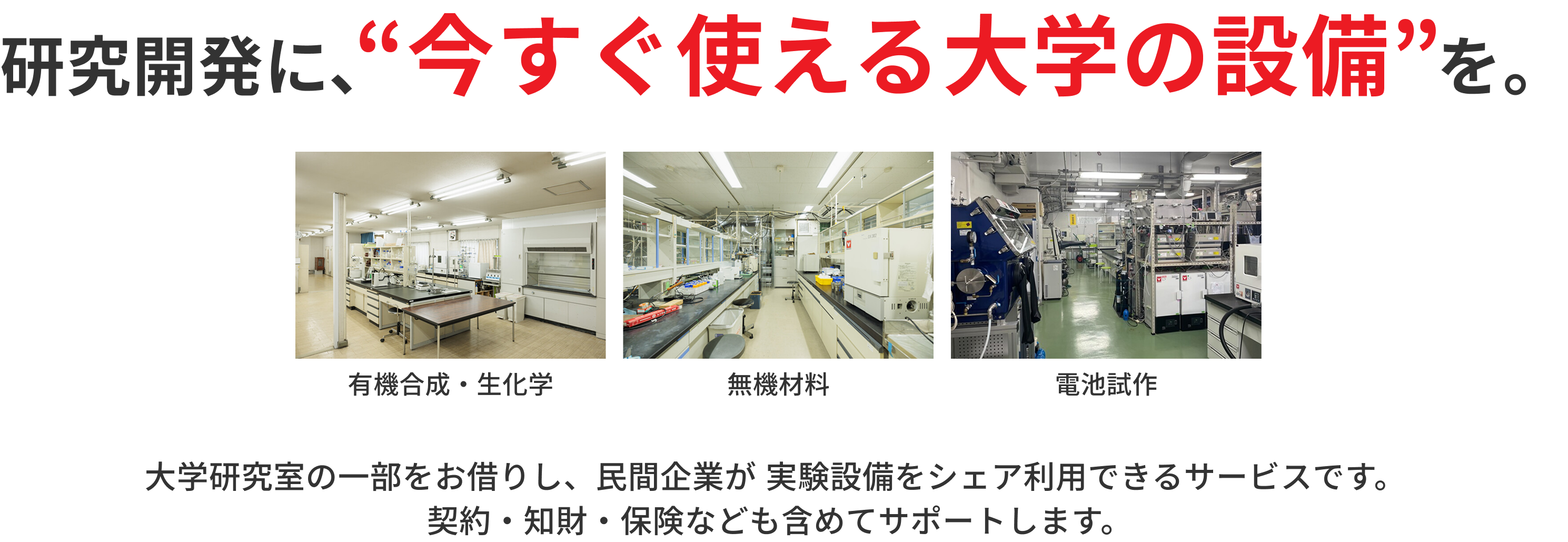 研究開発に、今すぐ使える大学の設備を