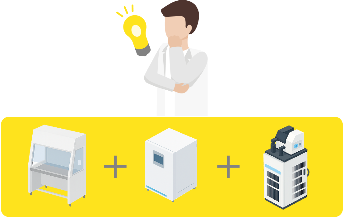 研究設備セットのイラスト