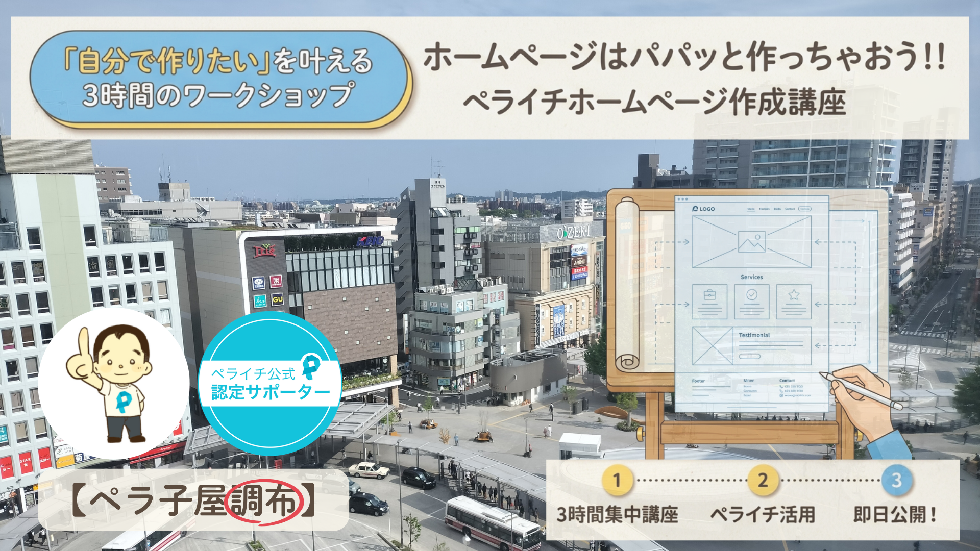 「自分で作りたい」を叶える ホームページはパパッと作っちゃおう !! 3時間のワークショップ ペライチホームページ作成講座 in 調布