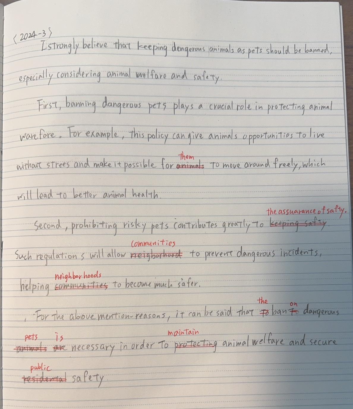 準1級の添削（従来型）