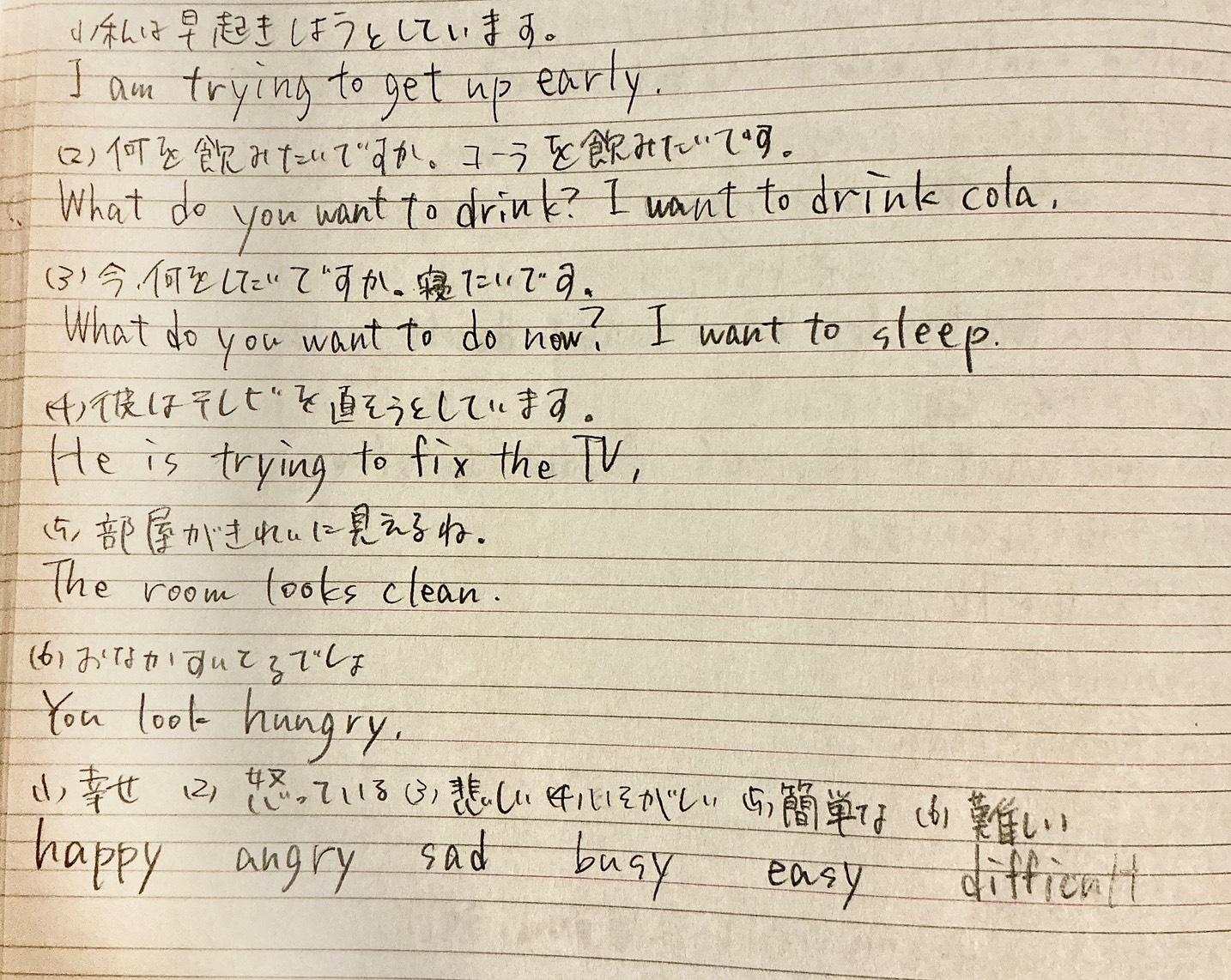 中学：和文英訳と単語テスト