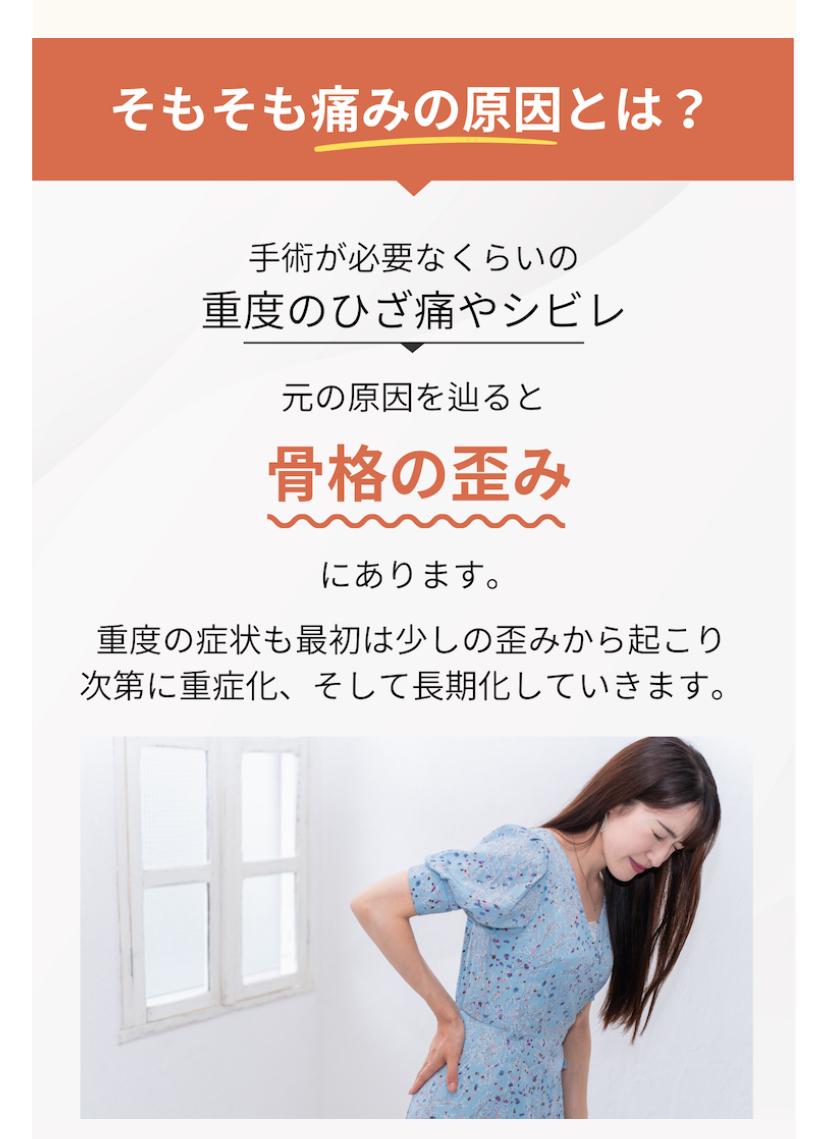 そもそも痛みの原因とは?  手術が必要なくらいの  重度の腰痛やしびれ  元の原因を辿ると  骨格の歪み  にあります。  重度の症状も最初は少しの歪みから起こり 次第に重症化、そして長期化していきます。