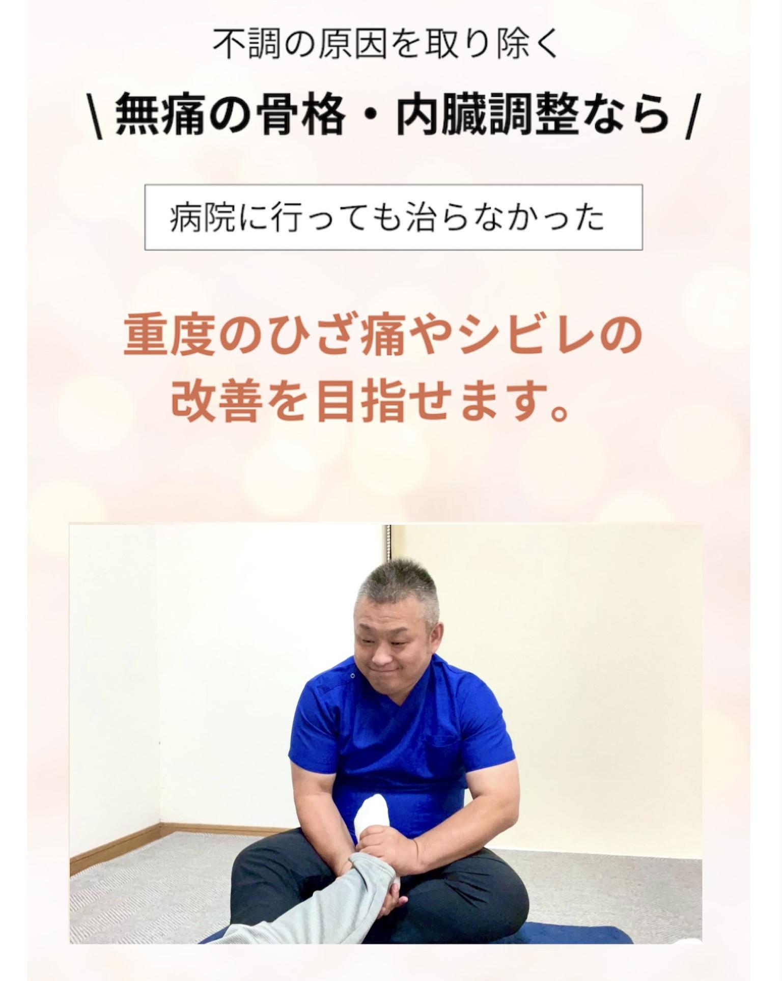 不調の原因を取り除く  \無痛の骨格・内臓調整なら /  病院に行っても治らなかった  重度の腰痛や手足の痺れの 改善を目指せます。