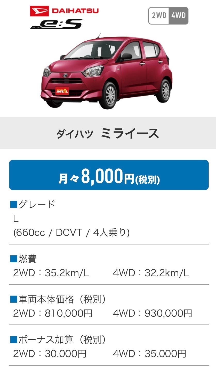 関市の新車１万円リース メンテナンスならジョイカル関 平和通店 関ダイハツ 林モータース