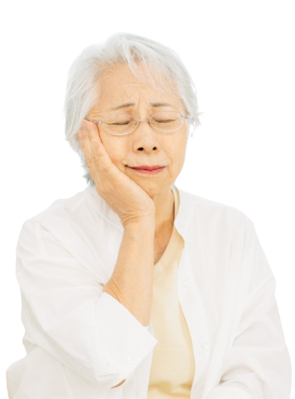 悩む高齢者の女性