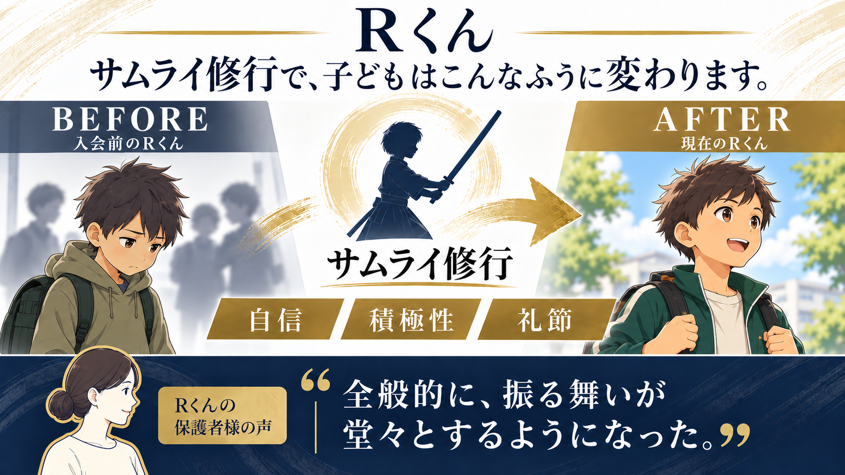 サムライ修行を通じたRくんの変化(PC向け)