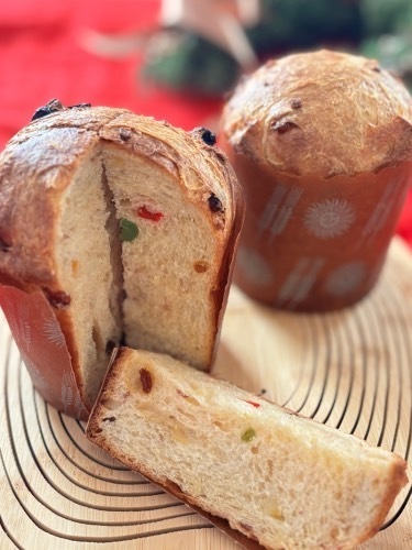パネトーネ　しっとりふわふわ　クリスマスのパン　プティボヌール　もりやまひろみ　酒種酵母パン