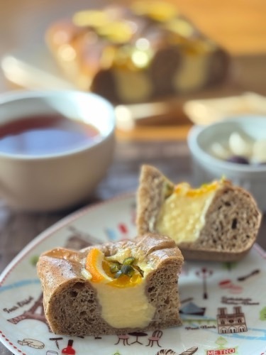 紅茶パン　カスタード　オレンジ　プティボヌール　もりやまひろみ　酒種酵母パン