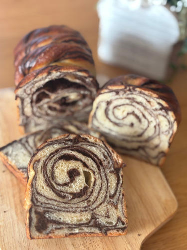 チョコシート　マーブルショコラ　食パン　プティボヌール　もりやまひろみ　酒種酵母パン