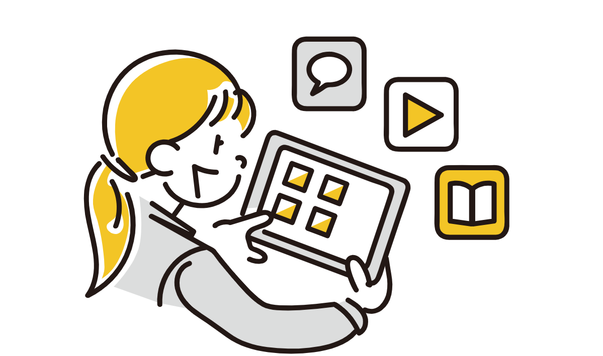 タブレットを触る女性